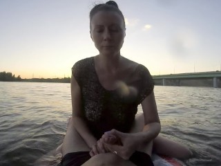 Amateur public handjob in water - Nudist Video