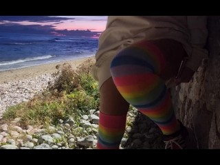 Sexy Blondy extreme masturbation outdoors Hot ass - Nudist Video